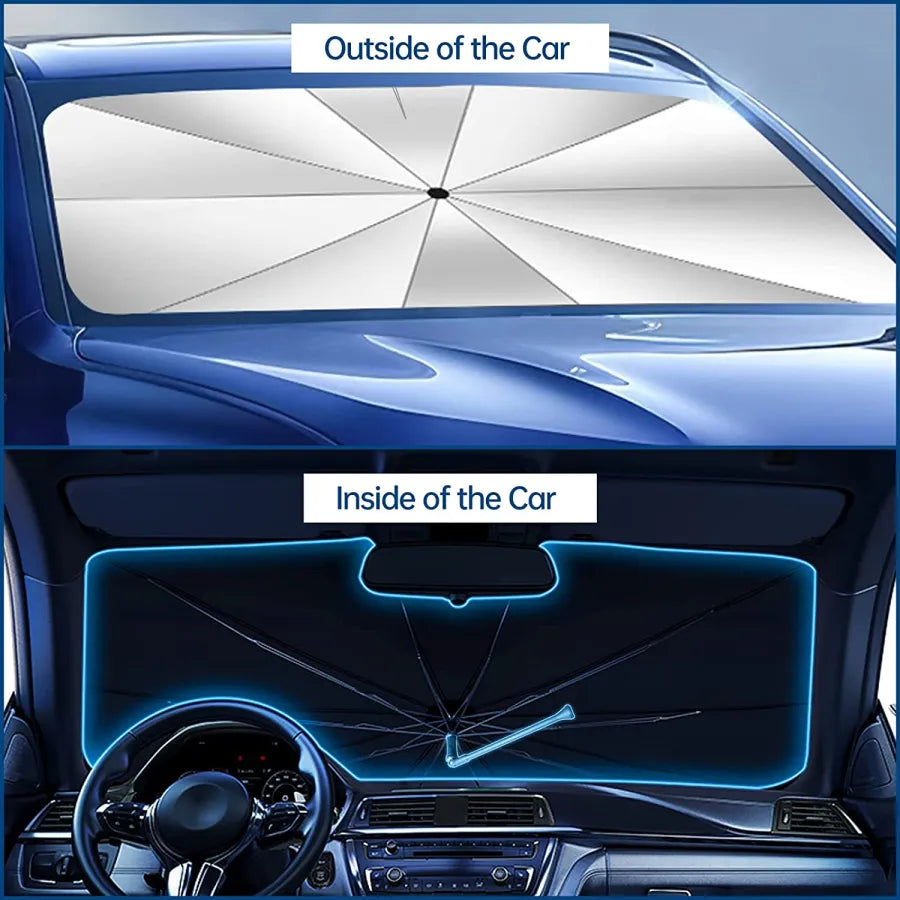 Advanced Car Windshield Sun Shade Umbrella - Foldable Car Umbrella Sunshade Cover UV Block Car Front Window (Heat Insulation Protection) for Auto Windshield Covers Most Cars
