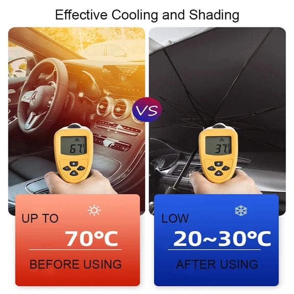 Advanced Car Windshield Sun Shade Umbrella - Foldable Car Umbrella Sunshade Cover UV Block Car Front Window (Heat Insulation Protection) for Auto Windshield Covers Most Cars