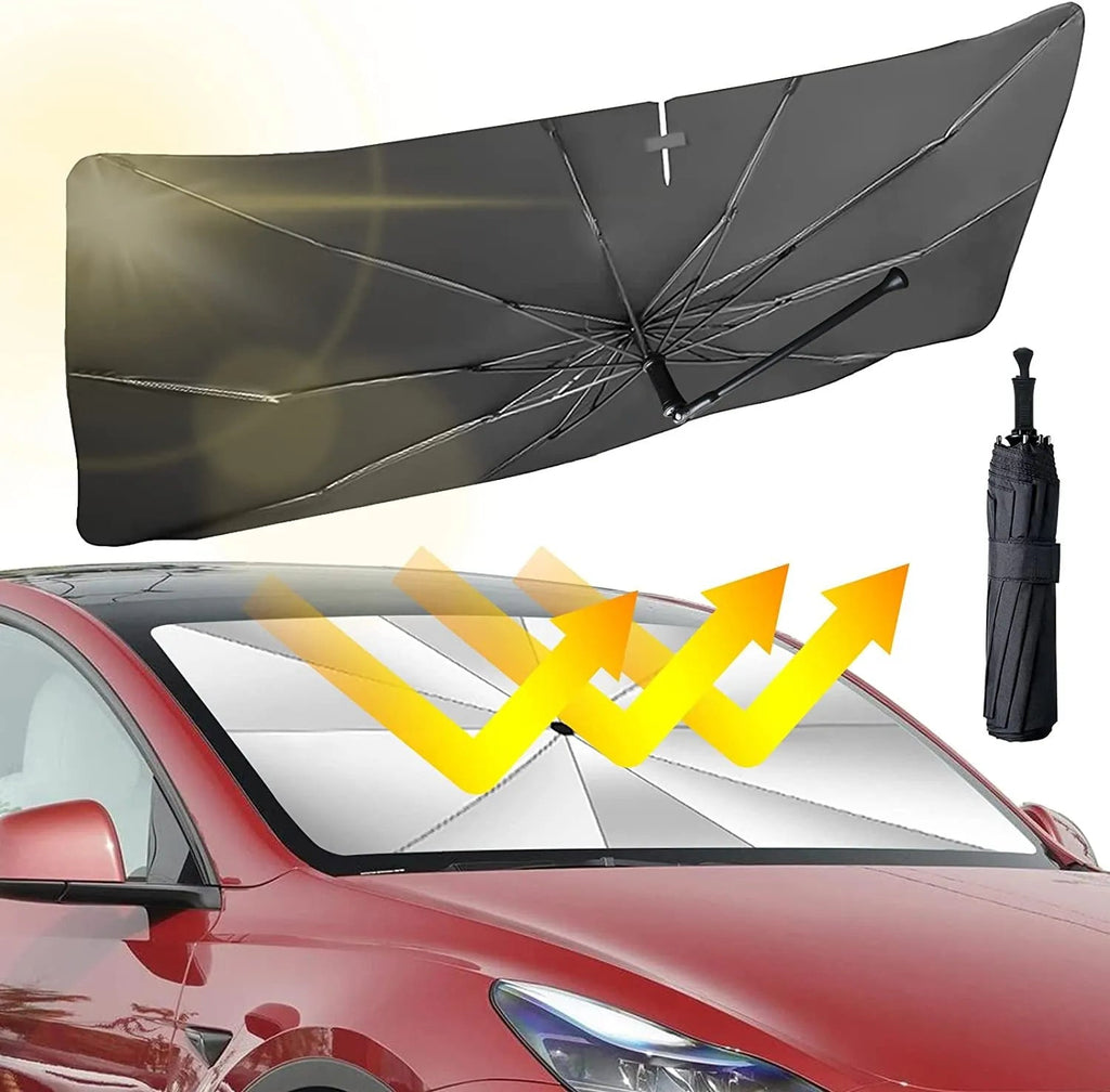 Advanced Car Windshield Sun Shade Umbrella - Foldable Car Umbrella Sunshade Cover UV Block Car Front Window (Heat Insulation Protection) for Auto Windshield Covers Most Cars