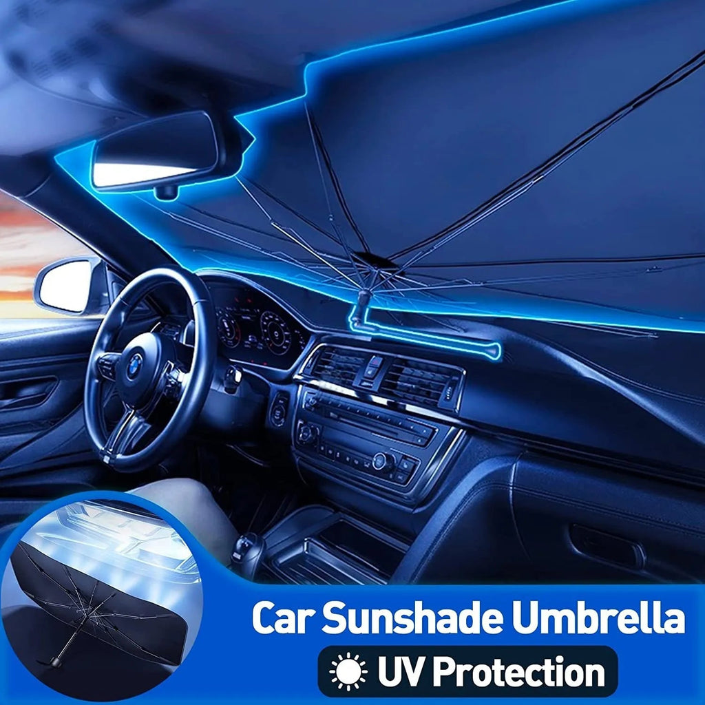 Advanced Car Windshield Sun Shade Umbrella - Foldable Car Umbrella Sunshade Cover UV Block Car Front Window (Heat Insulation Protection) for Auto Windshield Covers Most Cars
